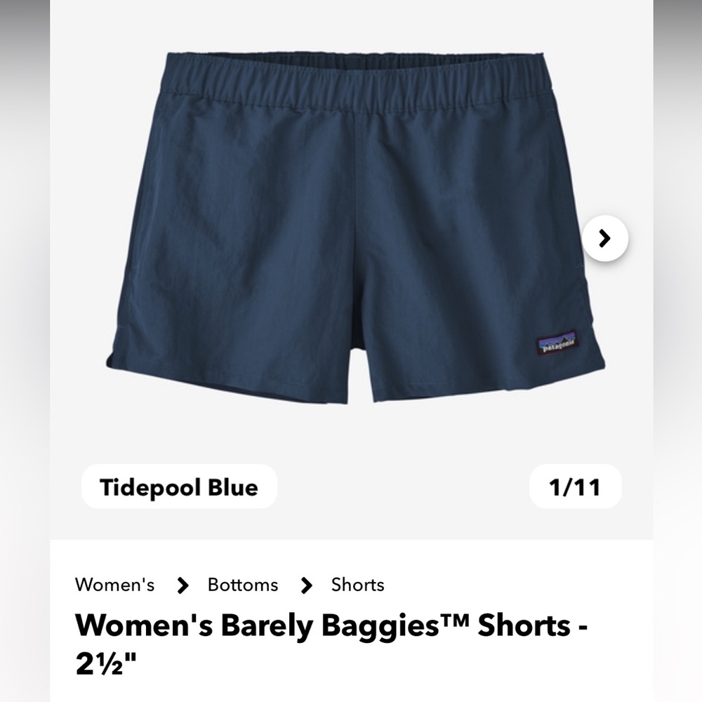 Patagonia Women’s Baggy 2.5” Shorts - Size S - Color Tidepool Blue